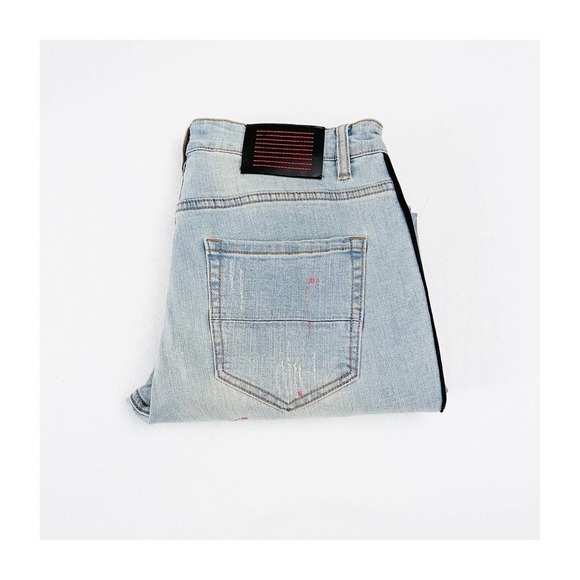 Sereneda Side Stripe Splatter Distressed Denim Jeans SZ32 - Picture 1 of 8